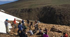 GW students studied mountain permafrost and glacial landscapes in the Ray-Iz Mountains. (Photo: Anna Sumi for PlanetForward.org)